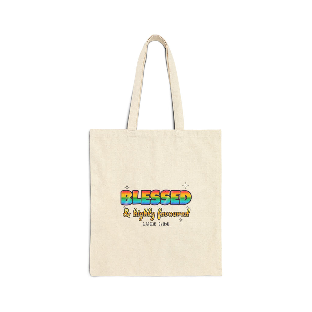 Blessed & Highly Favoured — Christian Cotton Canvas Tote Bag