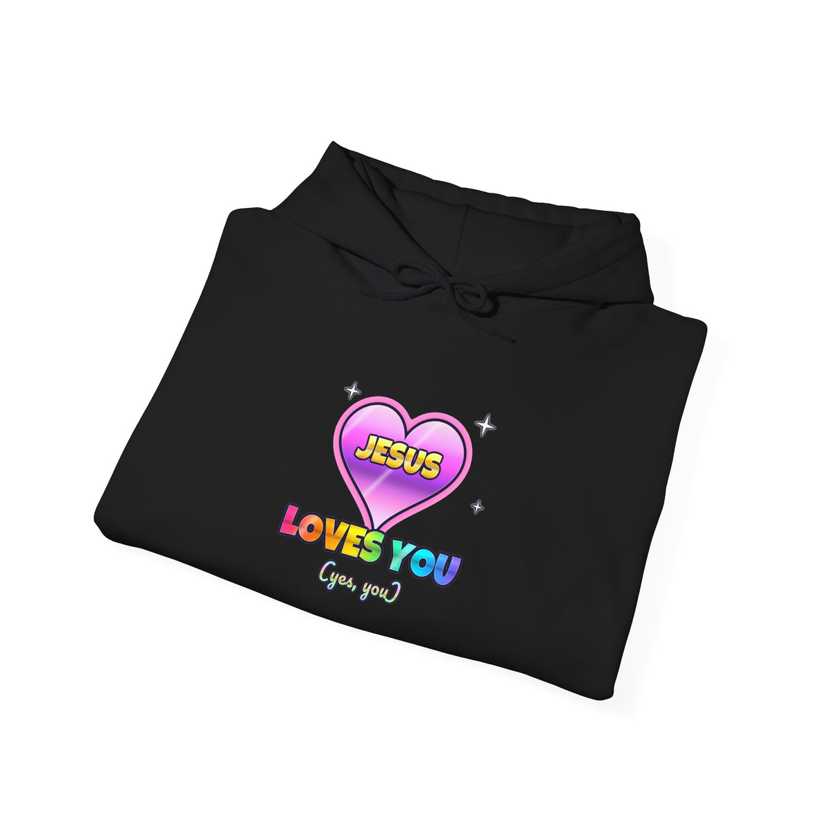 Jesus Loves You — Adult Christian Hoodie | Black & White