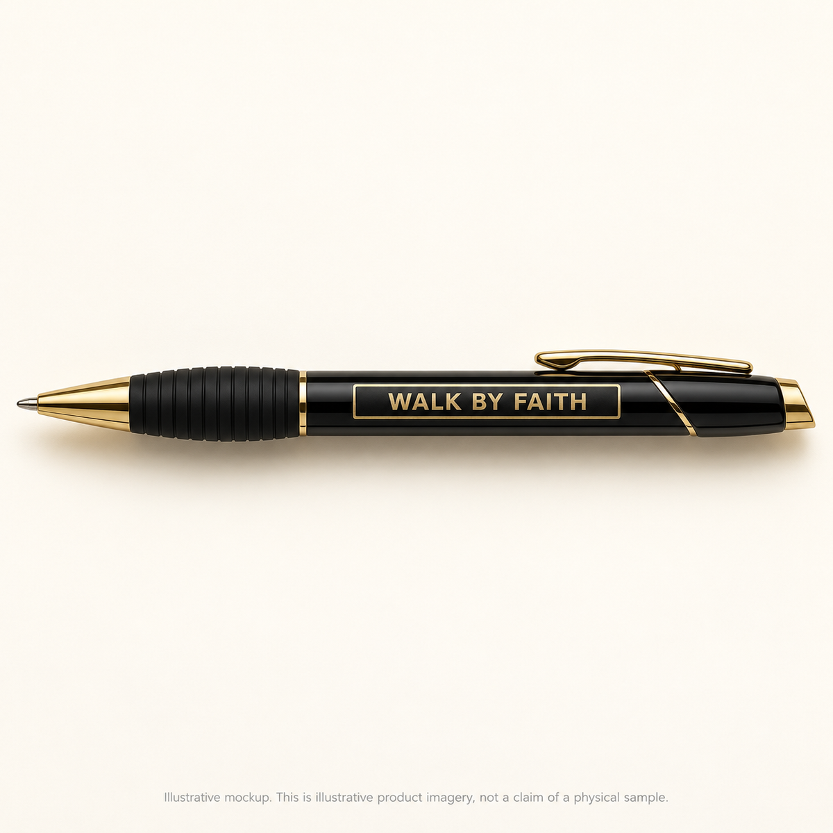 Magnetica Walk by Faith | Brass Ballpoint Pen with Gripper (Engraving) | Magnetica — illustrative mockup
