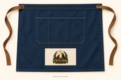 Magnetica Christ Is Born | Denim Half Apron | Magnetica — illustrative mockup