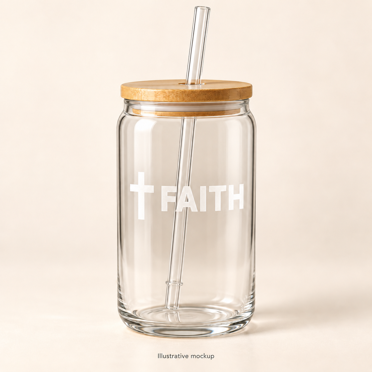 Magnetica Walk in Faith | Sipper Glass, 16oz (Engraving) | Magnetica — illustrative mockup
