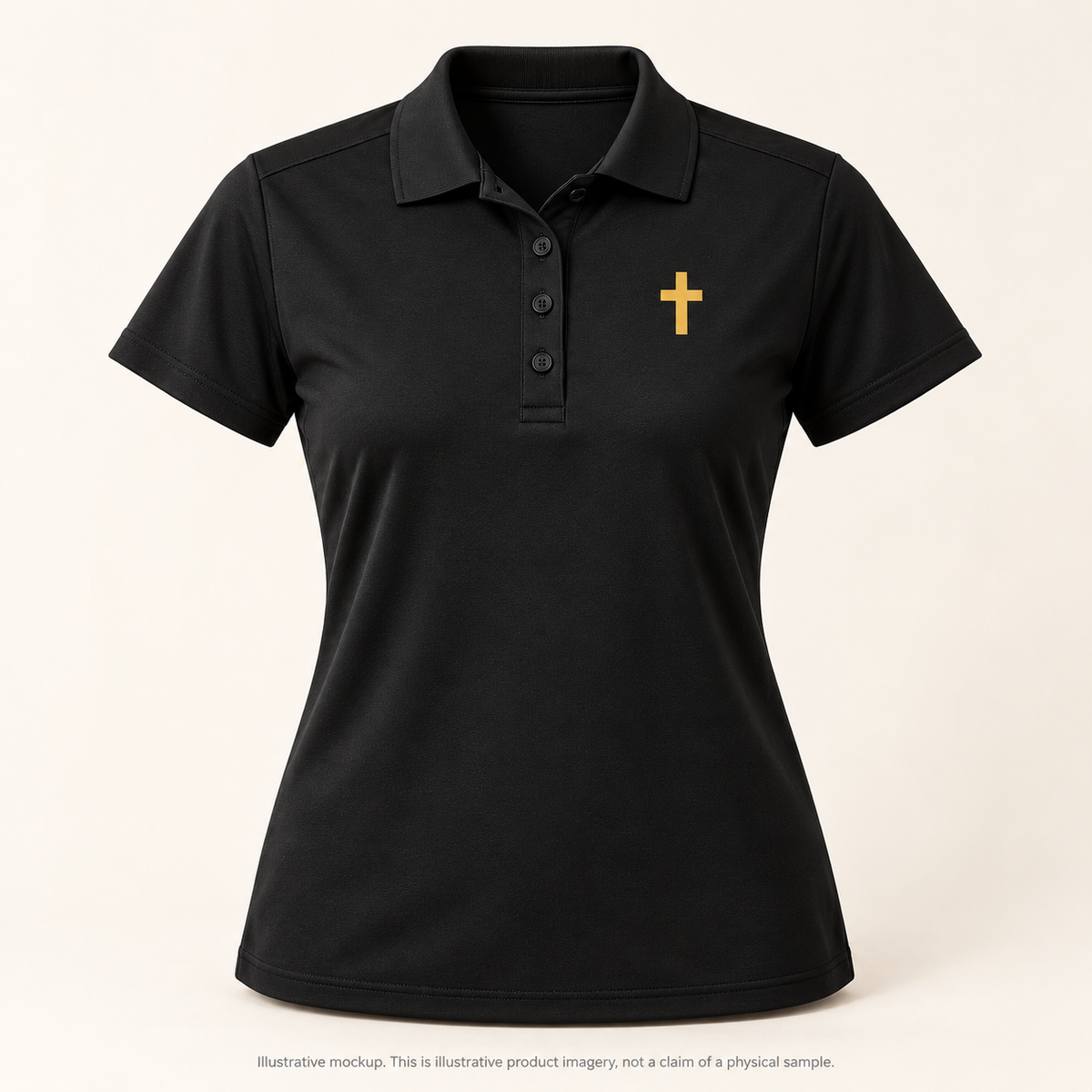 Magnetica Faithful Cross | Women's Versa Polo | Magnetica — illustrative mockup